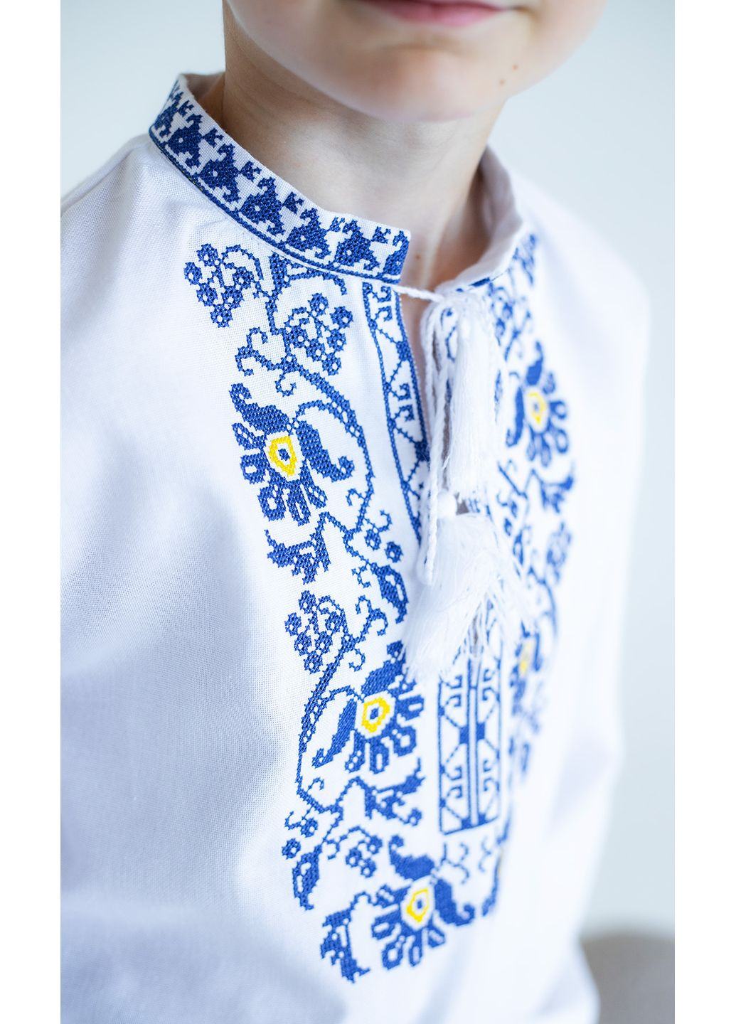 Белая вышиванка для мальчика vishivano4ka 717-3 узор цветочный домотканное полотно (348432821)