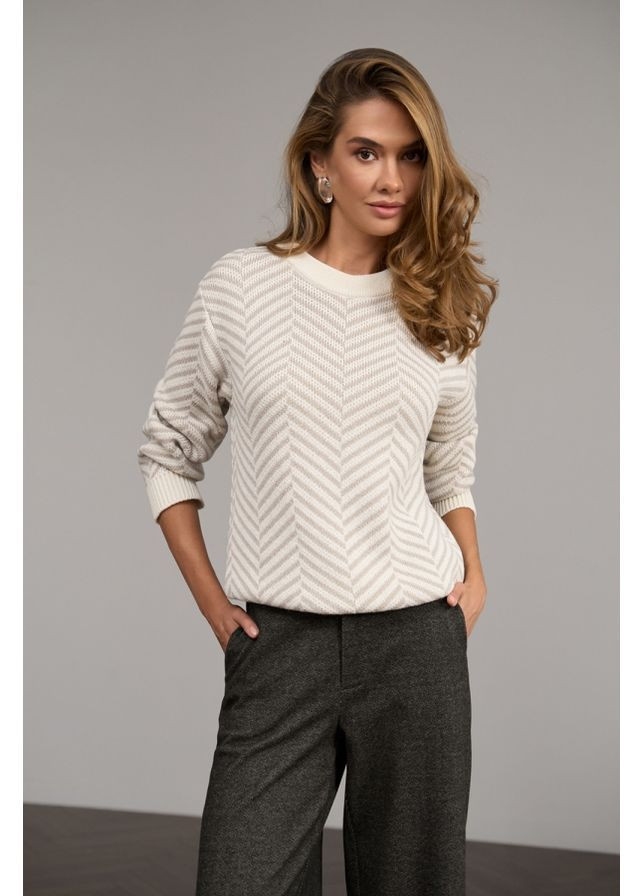 Молочный джемпер 2821 натуральный с молочным Triko Bakh