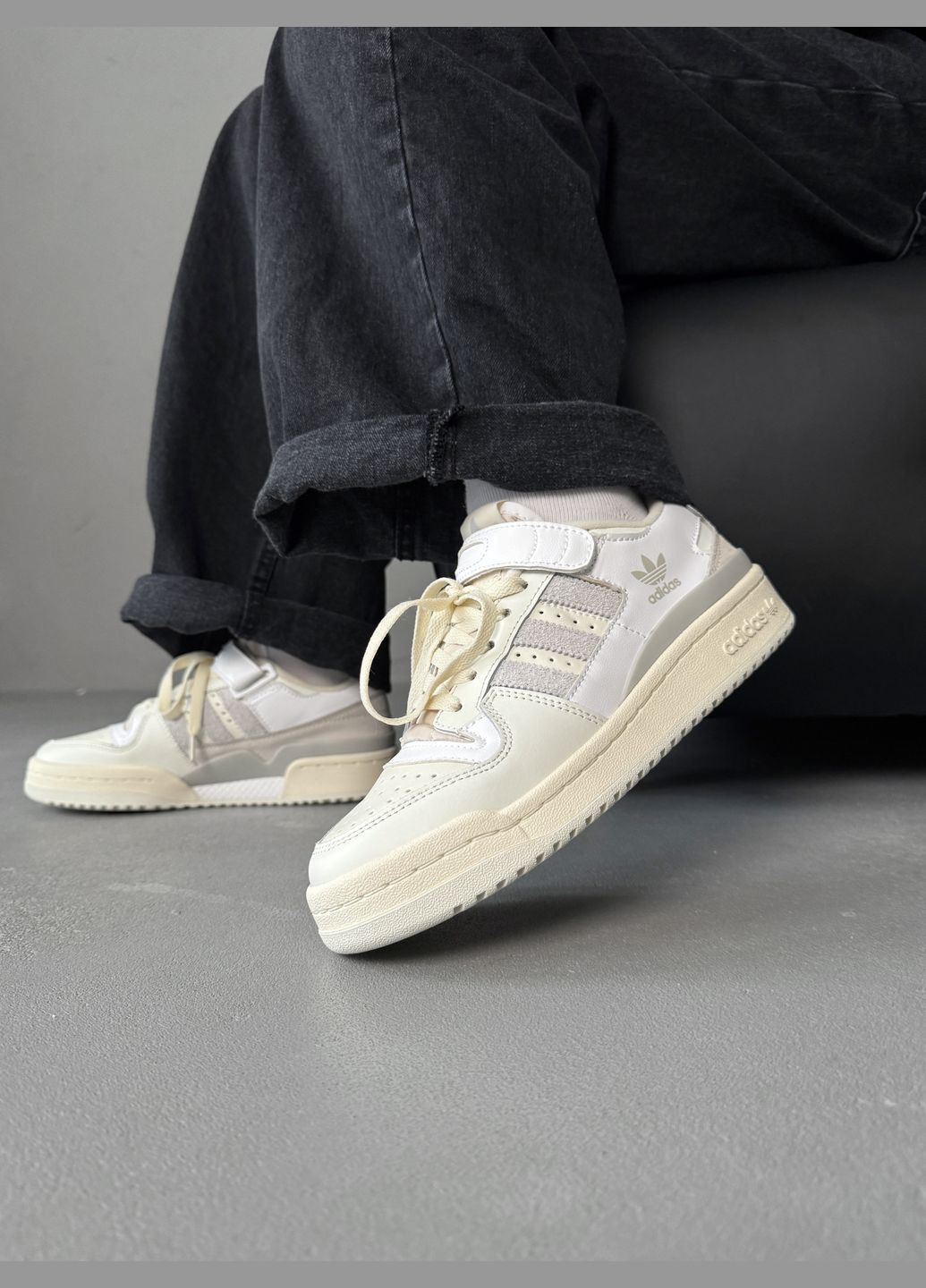 Бежеві Осінні кросівки чоловічі і жіночі adidas adidas forum 84 beige white grey | адідас найтбол бежеві білі сірі No Brand