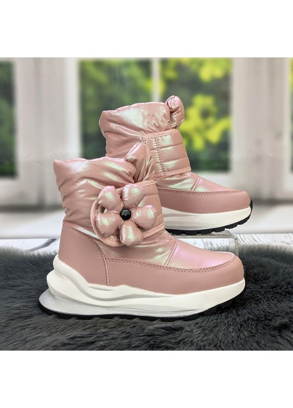 Розовые повседневные зимние ботинки детские зимние для девочки Kimboo