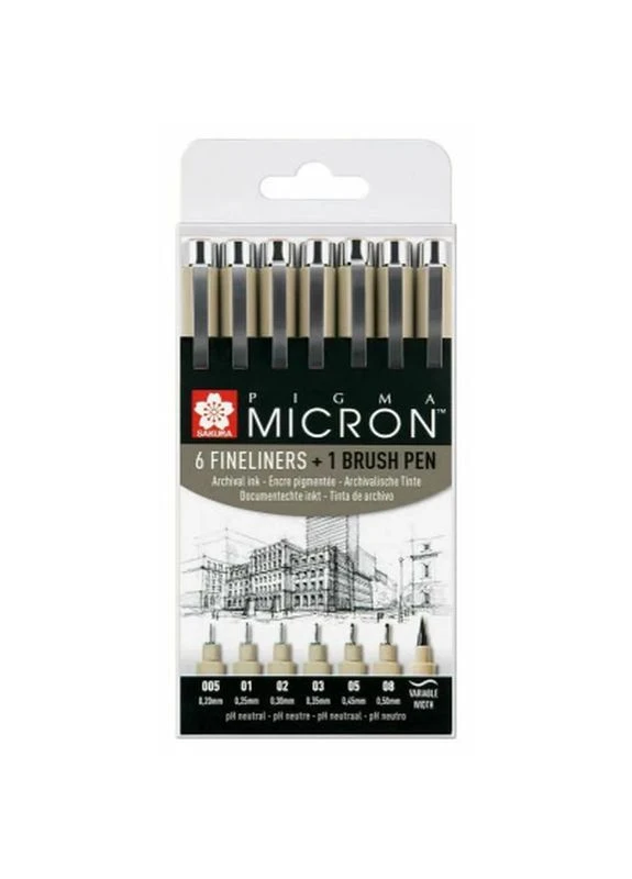 Лайнер Набір Pigma Micron 6 шт, + Pigma Brush + PIGMA Micron PN в подарунок (8712079397975) Sakura (399589922)