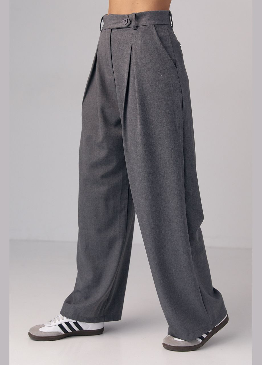 Женские классические брюки со складками - серый Lurex (293292887)