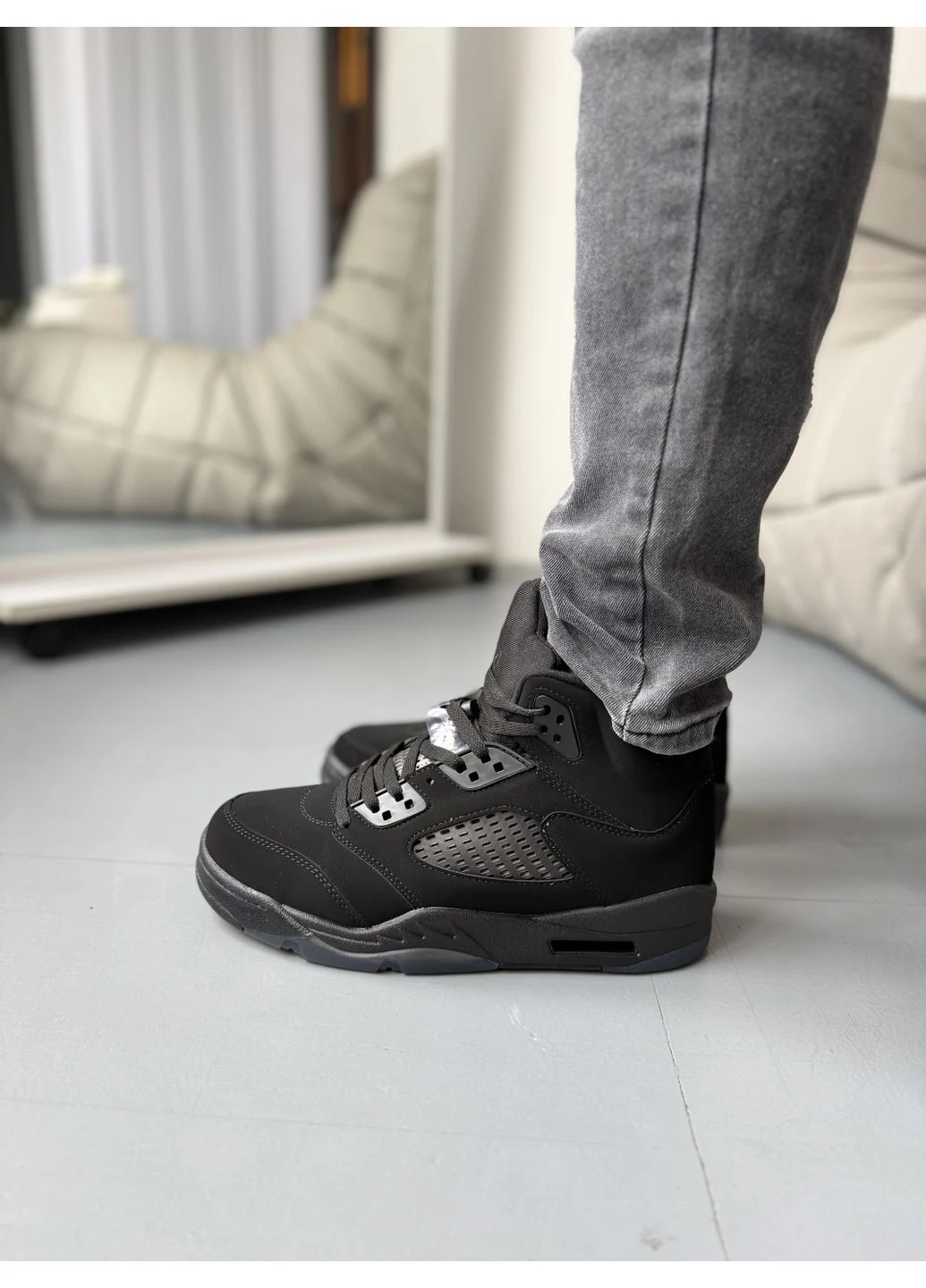 Чорні літні кросівки nike 5 retro black dark brown gum найк аір ретро No Brand