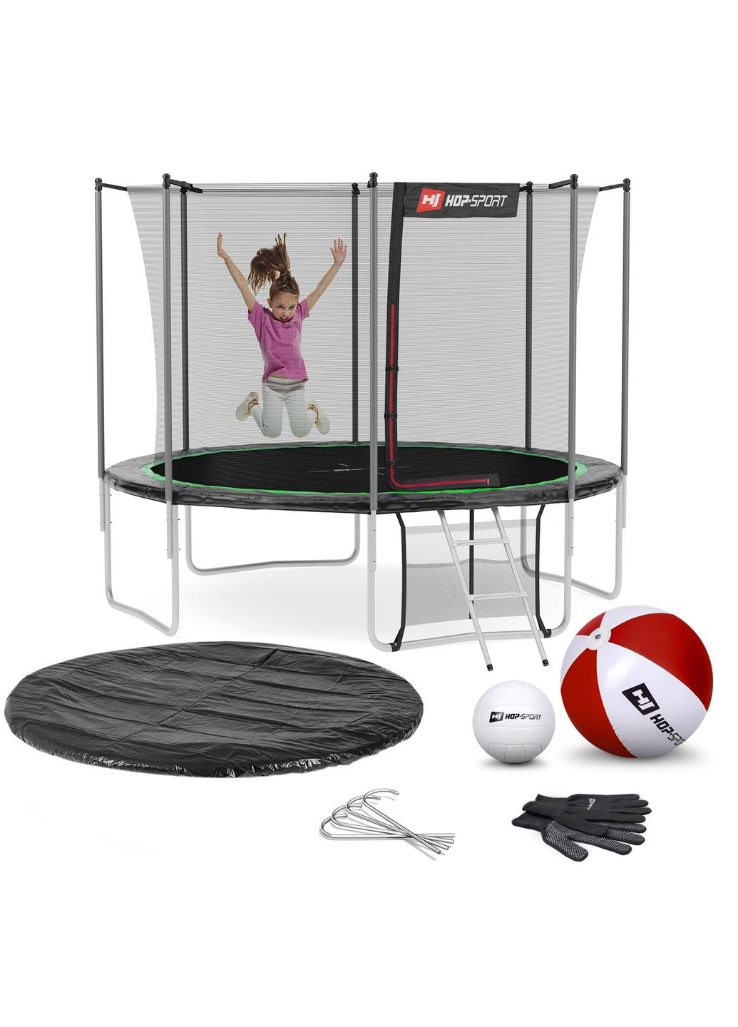 Батут 10ft (305см) чорно з внутрішньою сіткою (4 ноги) Hop-Sport (296119703)