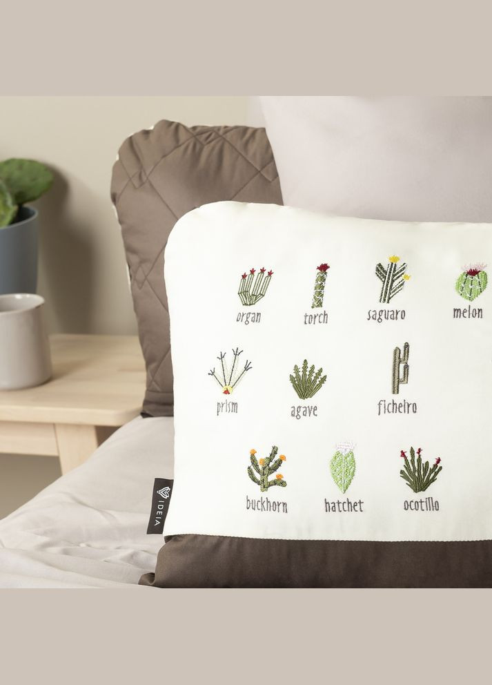 Подушка декоративна Кактус 35х53 см з вишивкою антиалергенна стильна IDEIA (333034932)