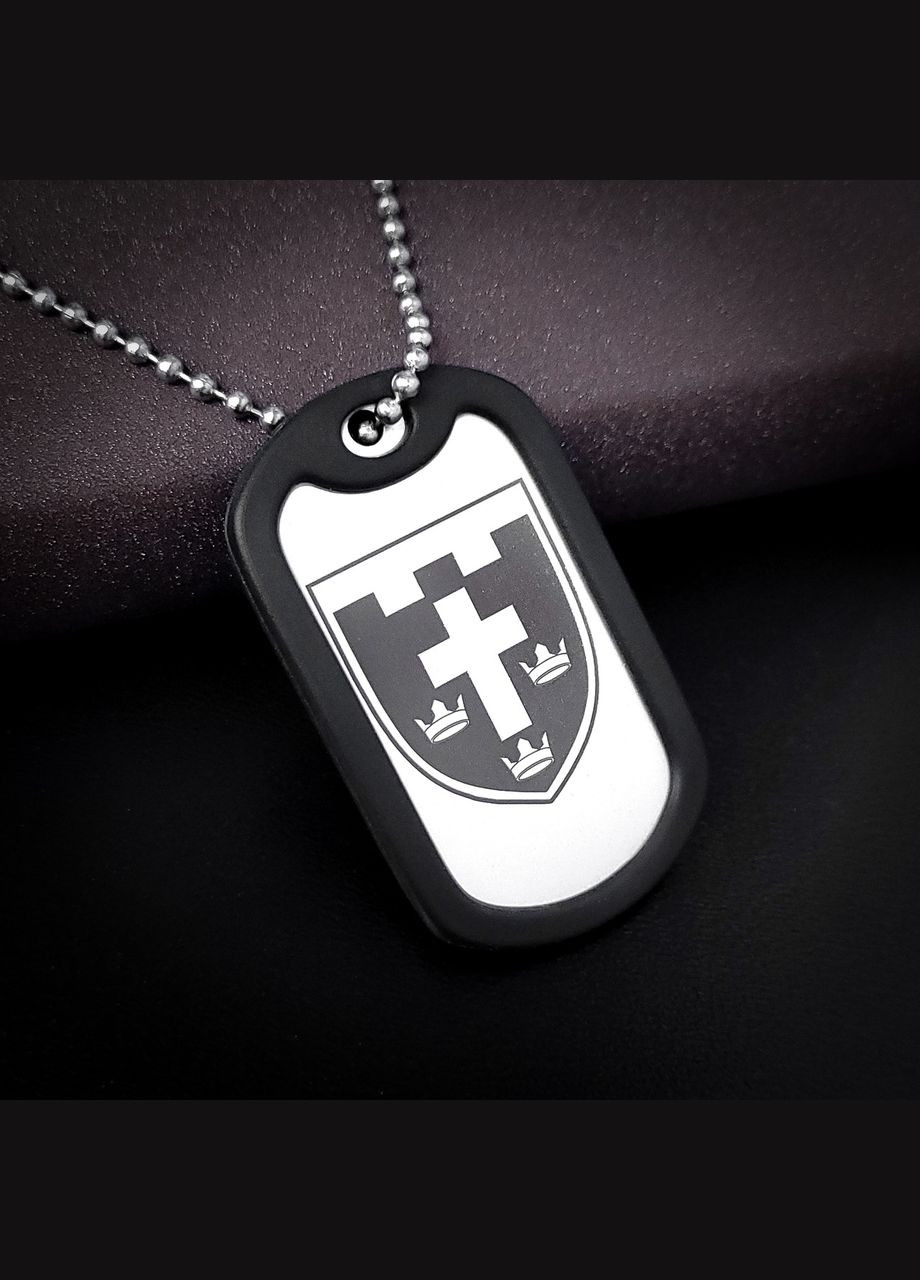 Жетон ВСУ из нержавеющей стали 50х28х2 мм с гравировкой. Цепочка в подарок! Цветная гравировка шеврона No Brand (300369243)