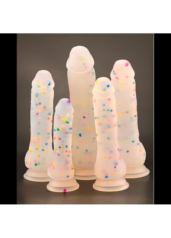 Фаллоімітатор Marty Party M 19 см напівпрозорий з кольоровим вкрапленням всередині силікону Focus (303907144)