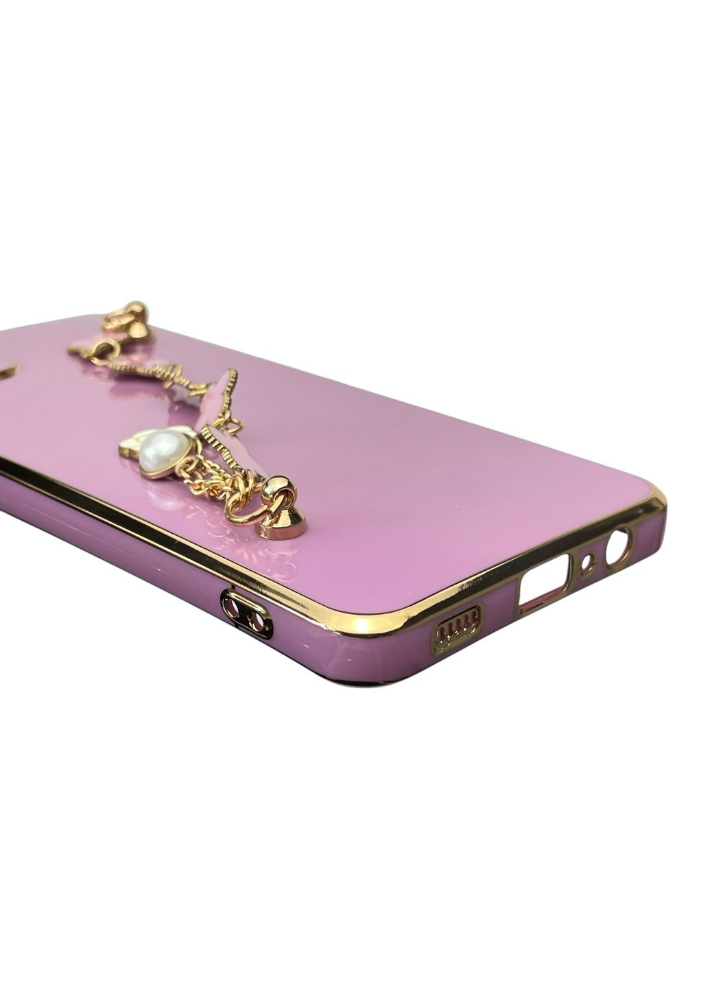 Чохол для телефона Galaxy M12 (SM-M127F) жіночій із ремінцем з прикрасами та золотою окантовкою на самсунг м12 чорничний gs1 Samsung (366387283)