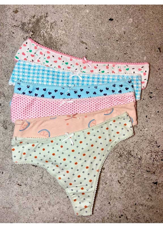 Набір жіночих трусів «Фруктовий мікс» — 7 шт з принтами UOKIN Стрінги (370368955)
