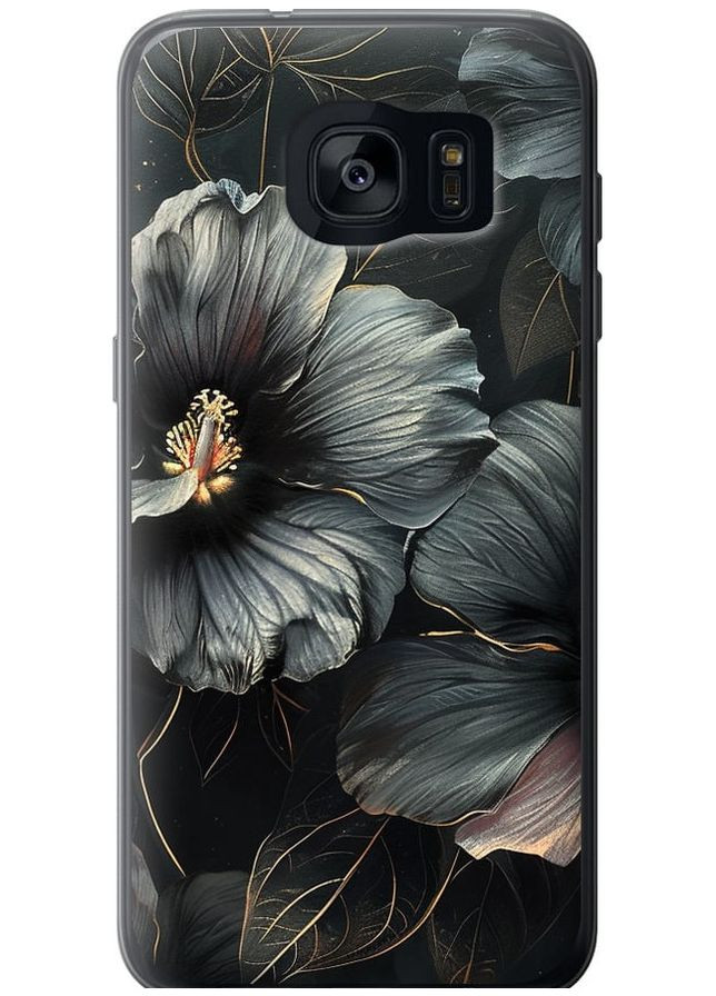 Силиконовый чехол 'Черные цветы' для Endorphone Samsung Galaxy S7 Edge G935F (285119549)