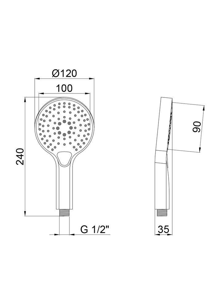 Лійка для ручного душу Rucni 120 мм округла QTRUCA120O3KBB Black Matt Qtap A120O3KBB (346492436)