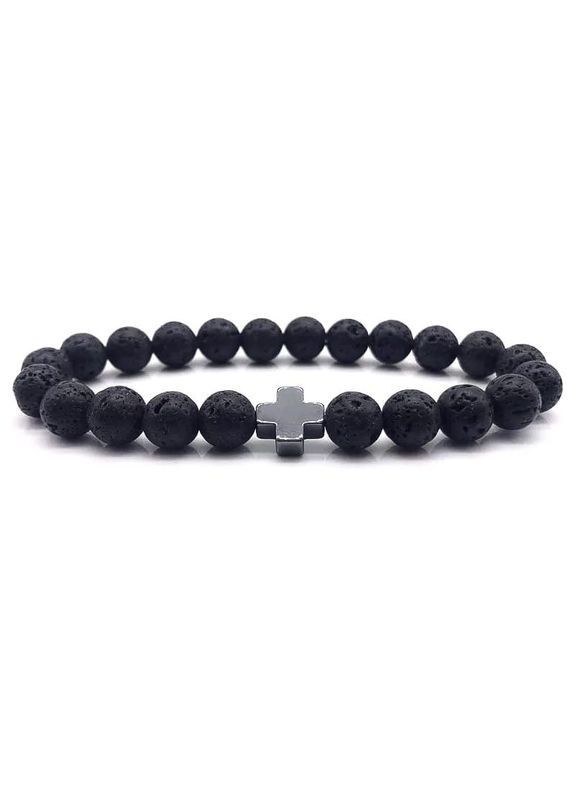 Браслет из лавового камня с крестиком (18002) Hemst (301071007)