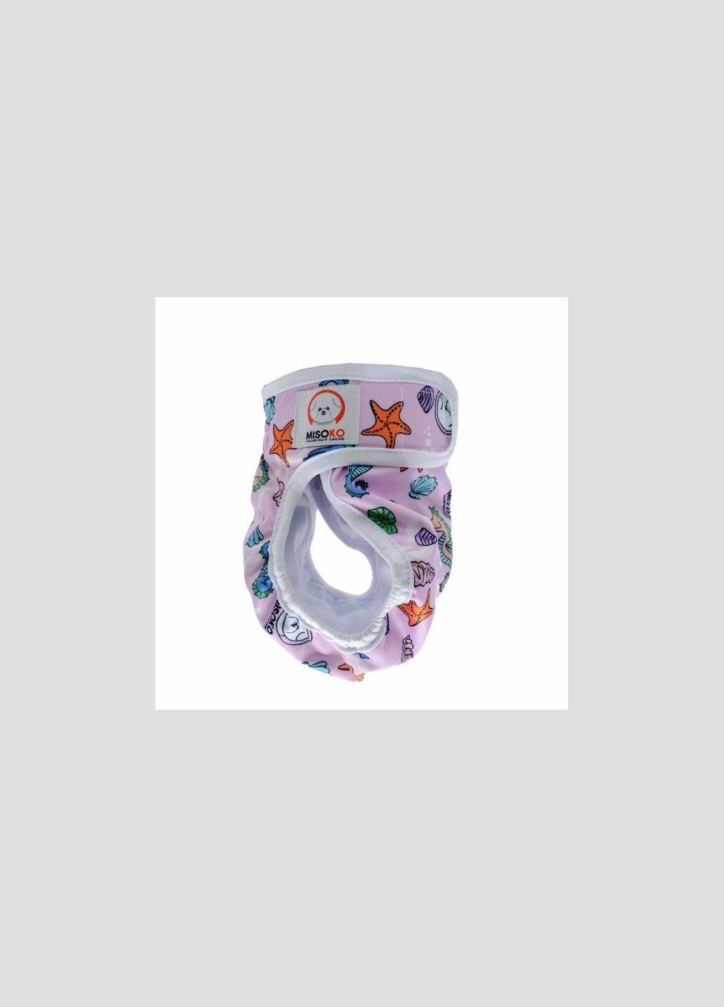 Підгузник розмір L багаторазовий для собак-сук з морськими кониками, рожеві 63939 (*) Misoko&Co (295012826)