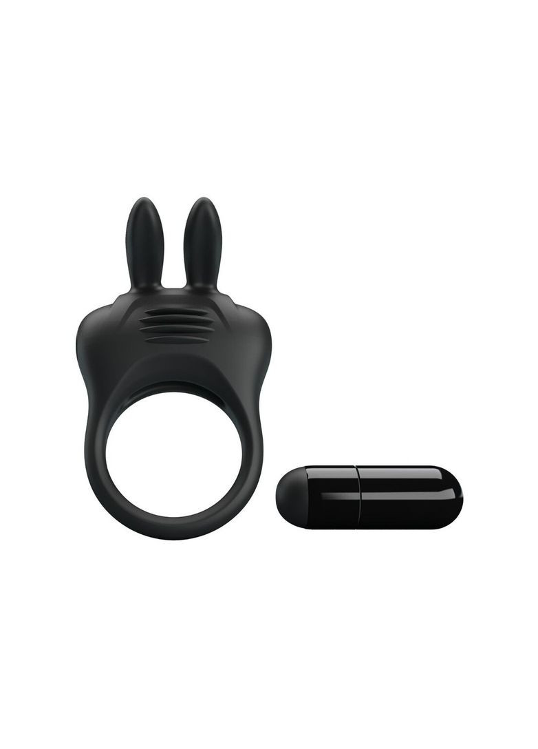 Вібро-ерекційне кільце з вушками Pretty Love чорне, 7.4 х 4.2 см No Brand (303890093)