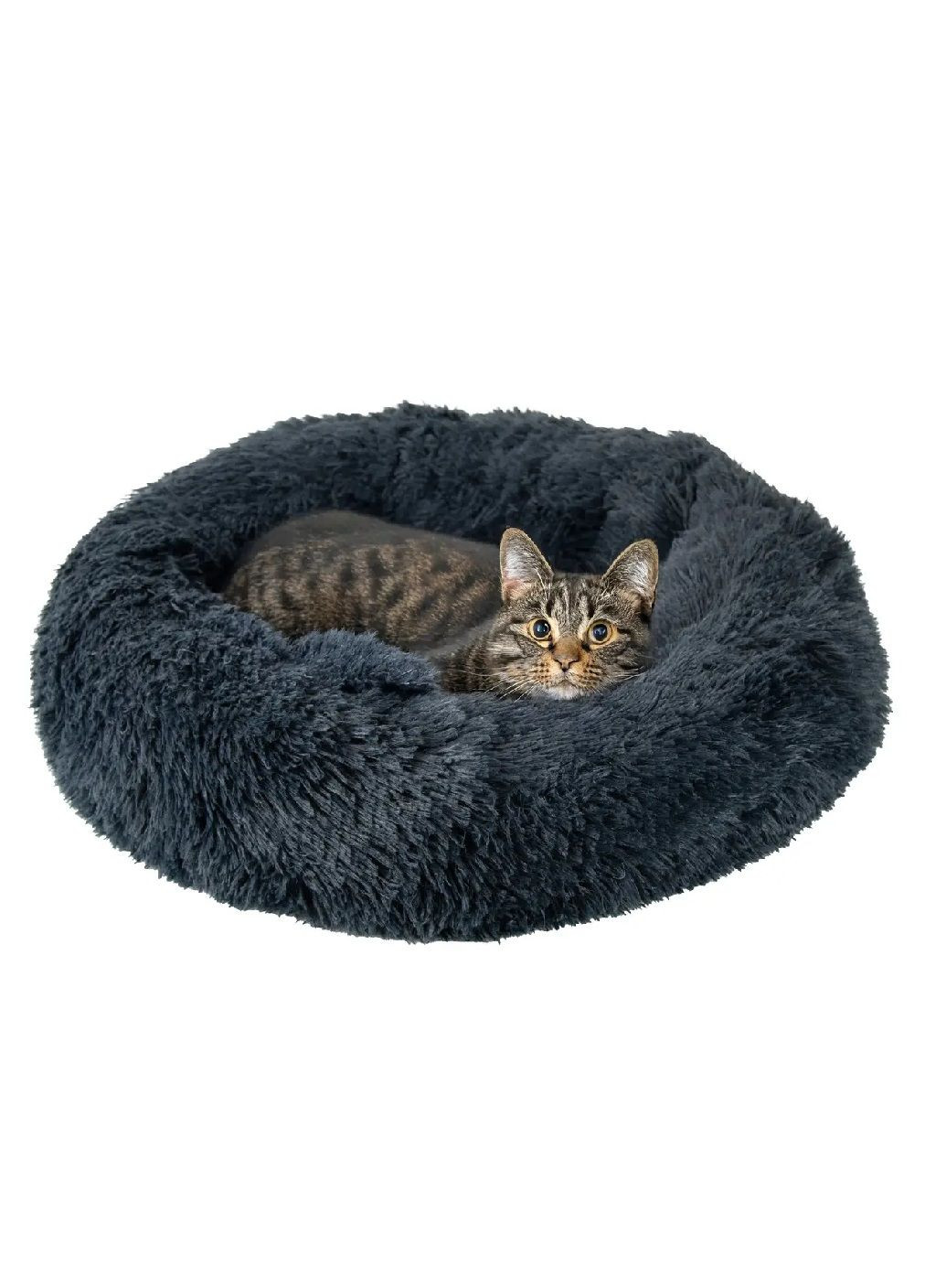 Плюшевая лежанка логово подушка пончик с антискользящим дном для животных кошек собак 80 см (481100-Prob) Темно-синяя Unbranded (353590257)