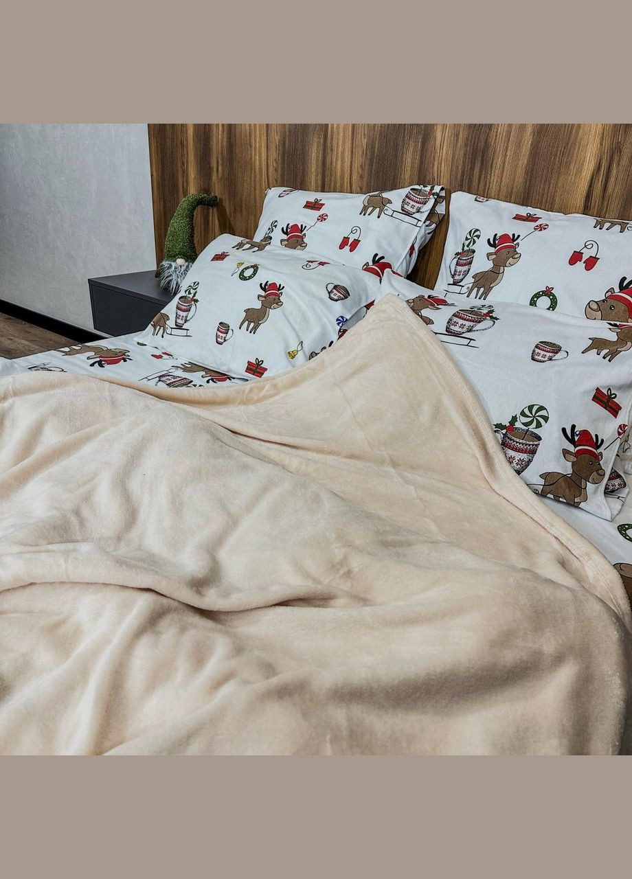 Плед мікрофібра велсофт однотонний євро 200х220 Світлий Бежевий М-lel-003 (М-lel-003-01) No Brand (308754947)