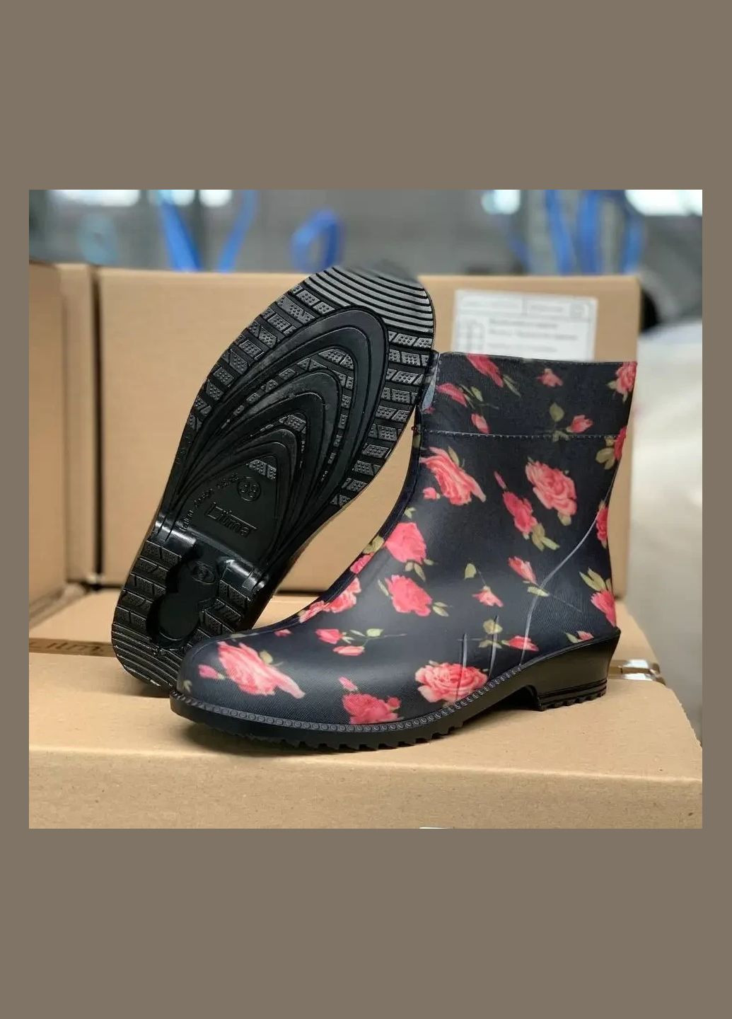 Гумові чоботи жіночі, чоботи короткі жіночі, черевики гумові жіночі розмір ТРОЯНДА Litma (342419190)