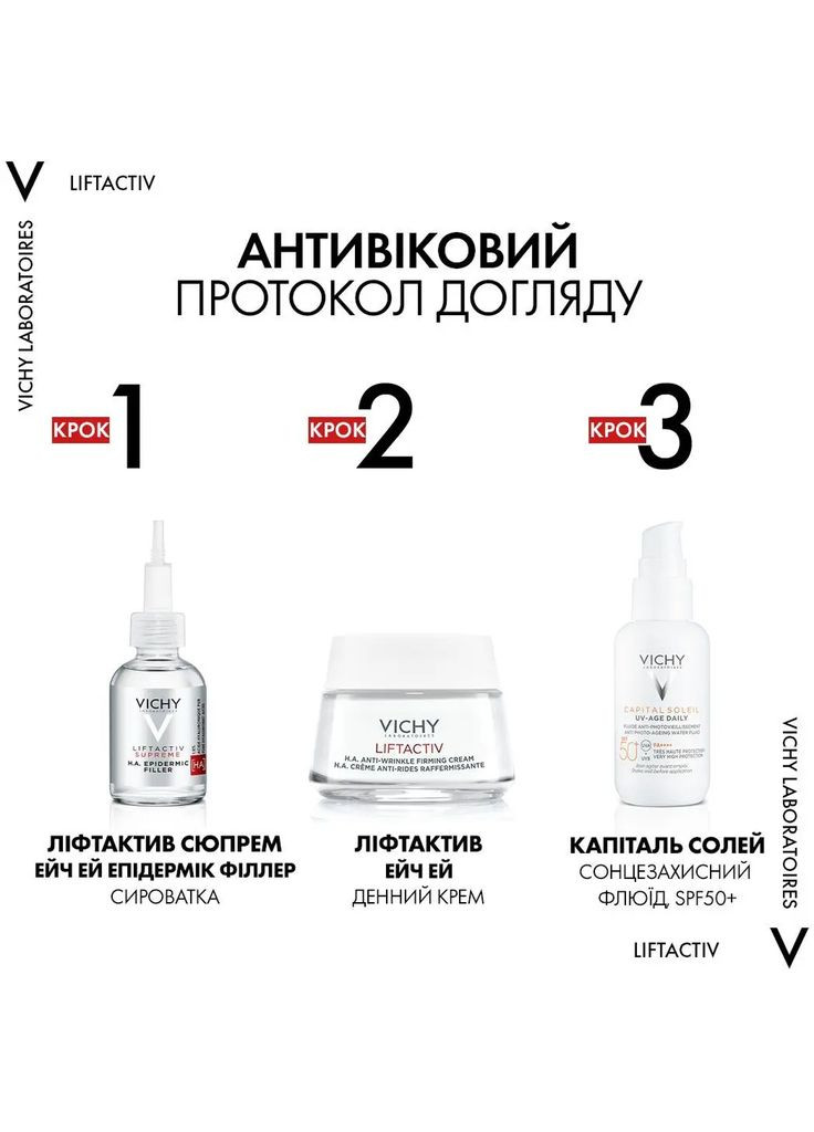 Vichy Розгладжуючий крем для обличчя Liftactiv H. A. з гіалуроновою кислотою для корекції зморшок, для сухої шкіри, 50 мл — Крем, (328400167)