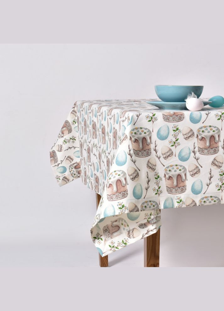Скатертина 170х260 см бавовняна скатертина з водовідштовхувальним покриттям, великодній принт святкова IDEIA (334726678)