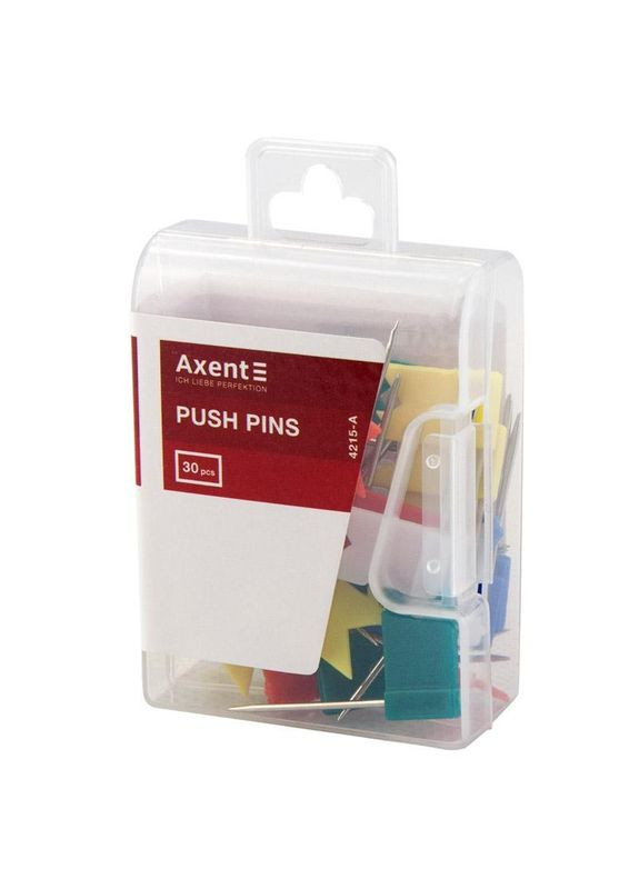 Кнопки гвозди цветные флажки, 30 штук, пластиковый контейнер 4215-A Axent (280941320)