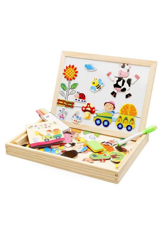 Дитяча двостороння дошка з набором магнітів LimoToy MD 0815 магніти, крейду, фломастер, губка Limo Toy (327216909)