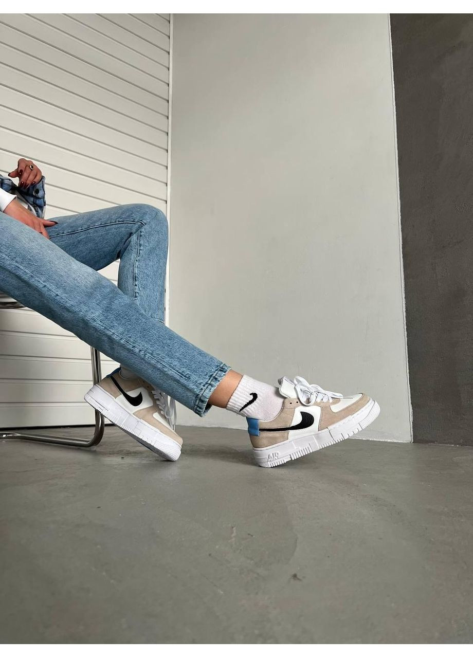 Белые демисезонные кроссовки мужские nike air force 1 low pixel desert sand найк аир форс 1 премиум No Brand