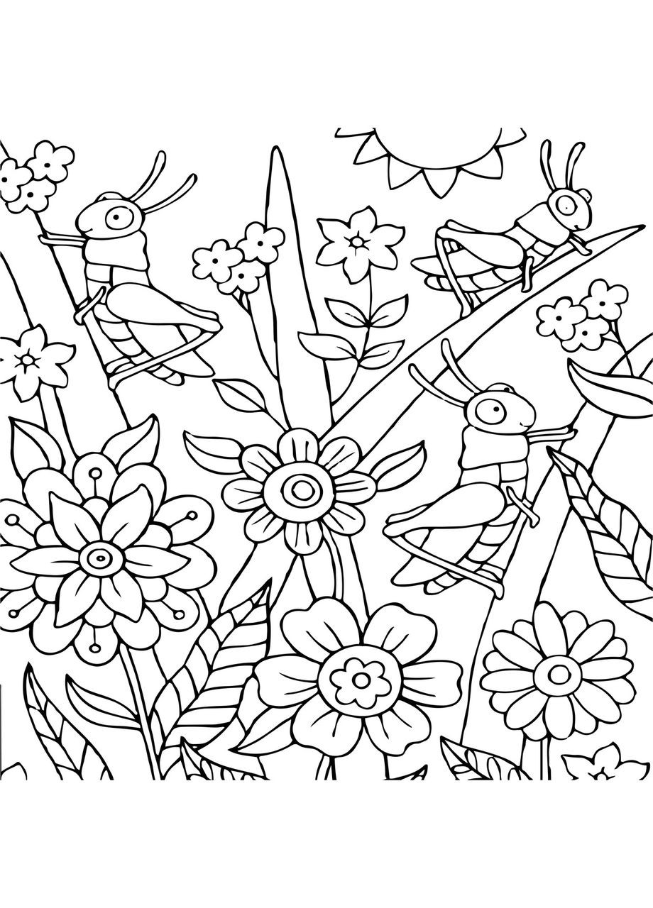 Набір для розпису по контурах для дітей Коники в траві 25x25 см (КА-054) Riviera Blanca (303282731)