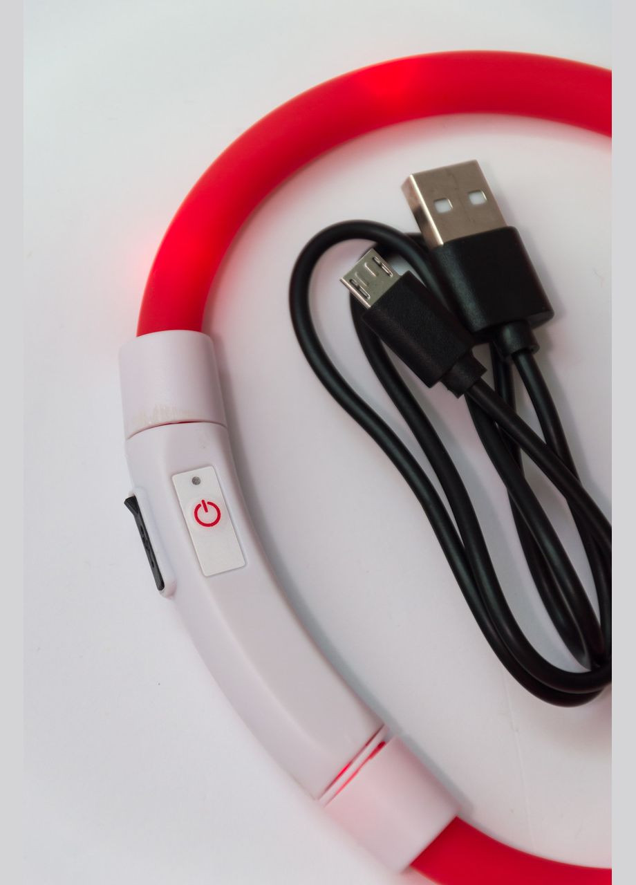 LED ошейник светодиодный для котов и кошек с USB зарядкой 5070 см Красный No Brand - (323236416)