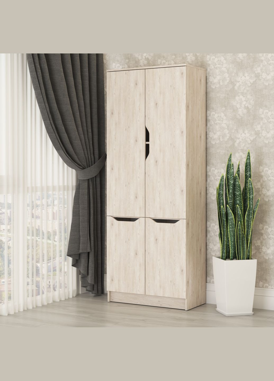 Шафа розпашна 4Д Лілу 80x40x210 см Аляска сірий (MBS-1409) MebelStar (334300419)