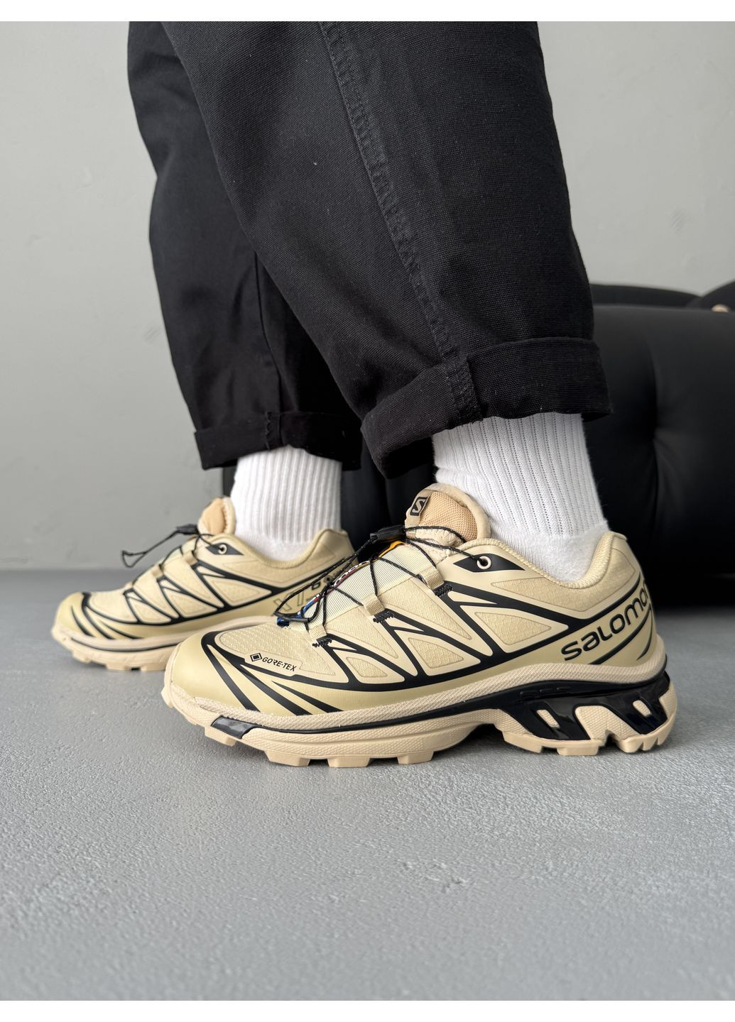Бежеві Осінні кросівки чоловічі salomon xt-6 beige gore-tex саломон xt-6 No Brand