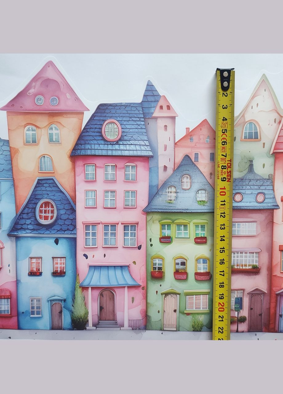 Наклейка Веселый цветной город ( лист 30 х 60 см) Б424 BRUP (325699329)