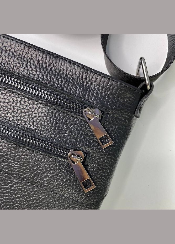 Чоловіча сумка через плече з натуральної шкіри містка планшетка, чорна No Brand (354721972)