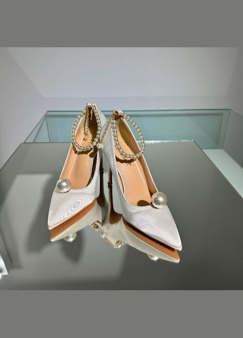 No Brand Весільні атласні жіночі туфлі 6 в 1 підбори 6 см- Білий колір білий з текстиль, — літо (322414679)