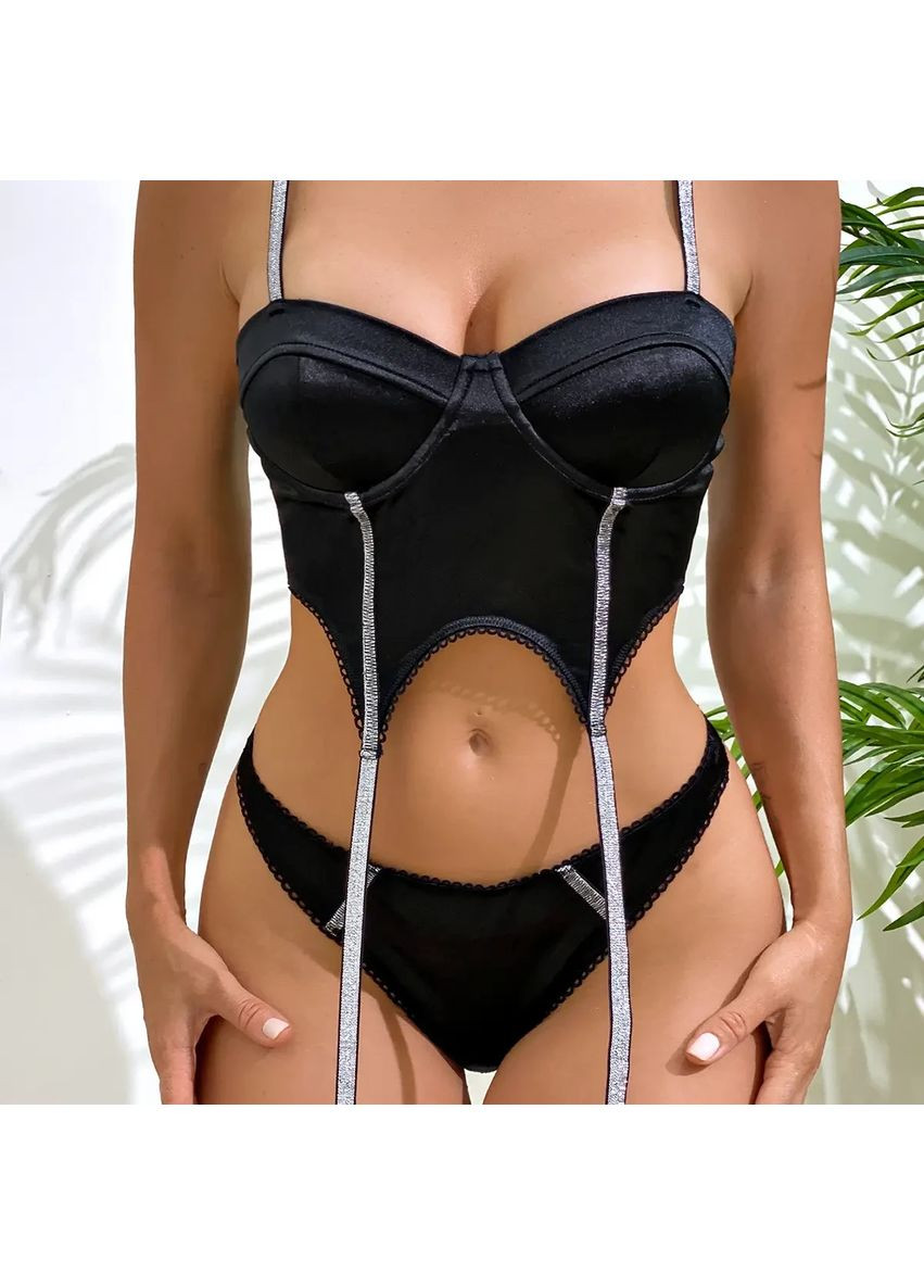 Черный демисезонный брендовое нижнее белье. женское нижнее белье с трусиками и лифчиком с косточками и подтяжками. сексуальные ночи нижнее бельё No Brand