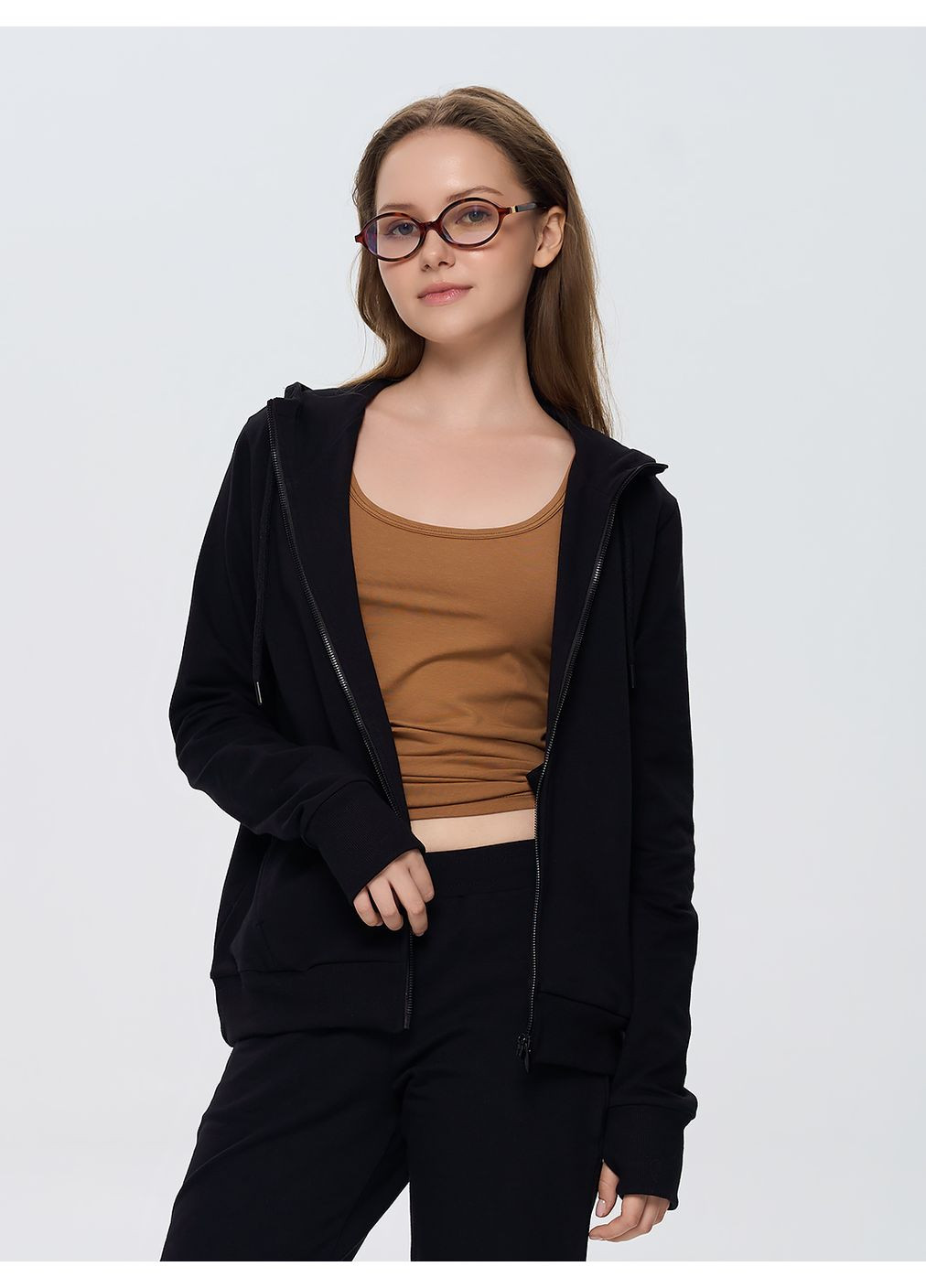 Зип-худи женское с вырезом для пальца графитовое ТМ РОЗА Роза (364229793)