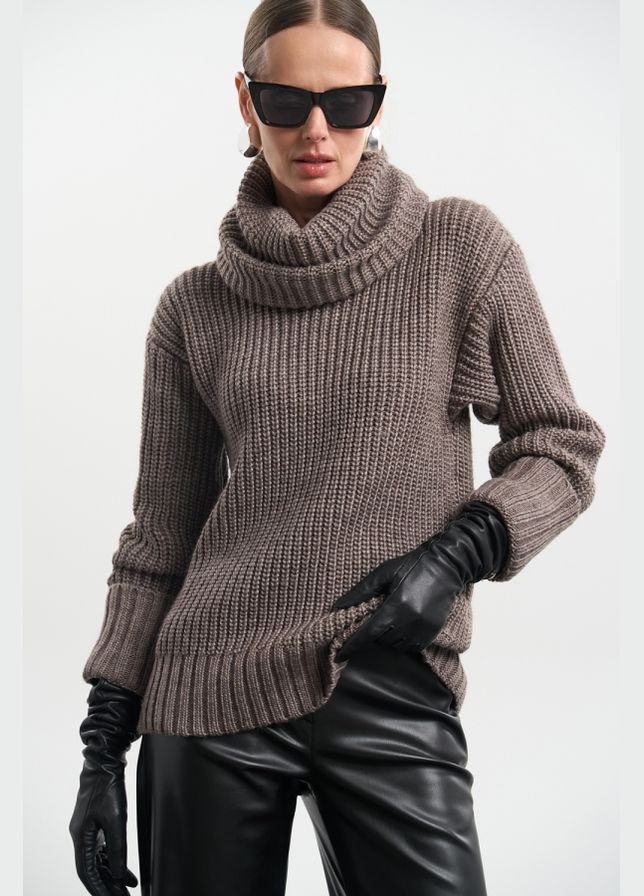 Темно-серый демисезонный свитер с хомутом 2843 Bellise