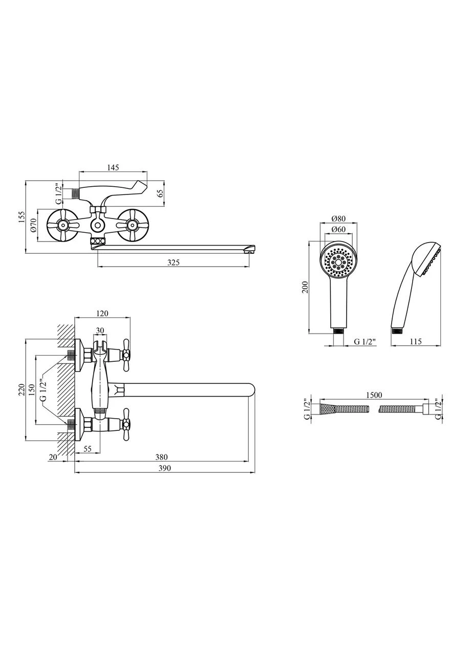 Смеситель для ванны KRP Royce - C070 Kroner (392921455)