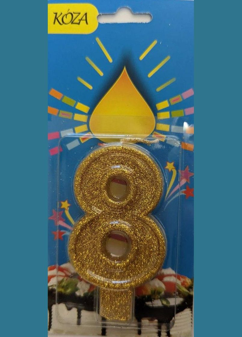 Свічка для торту Цифра 8 золото KOZA Style (322167875)