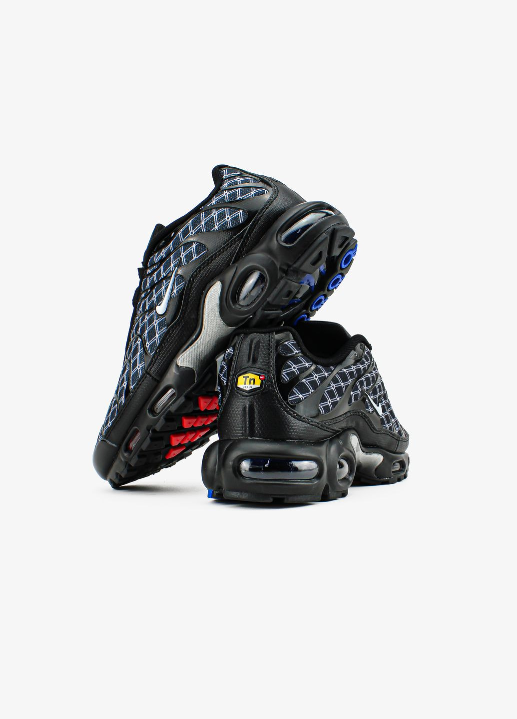 Чорні всесезон кросівки чоловічі nike air max tn plus black blue | найк аір макс тн плюс чорні сині No Brand