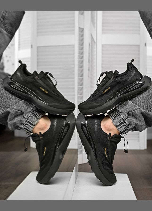 Черные летние стильные мужские кроссовки salomon черные Freedom