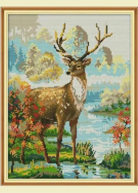 Набор для вышивания по нанесённой на канву схеме "Stag 2" .AIDA 14CT printed, 29*36 см Joy Sunday (313614578)