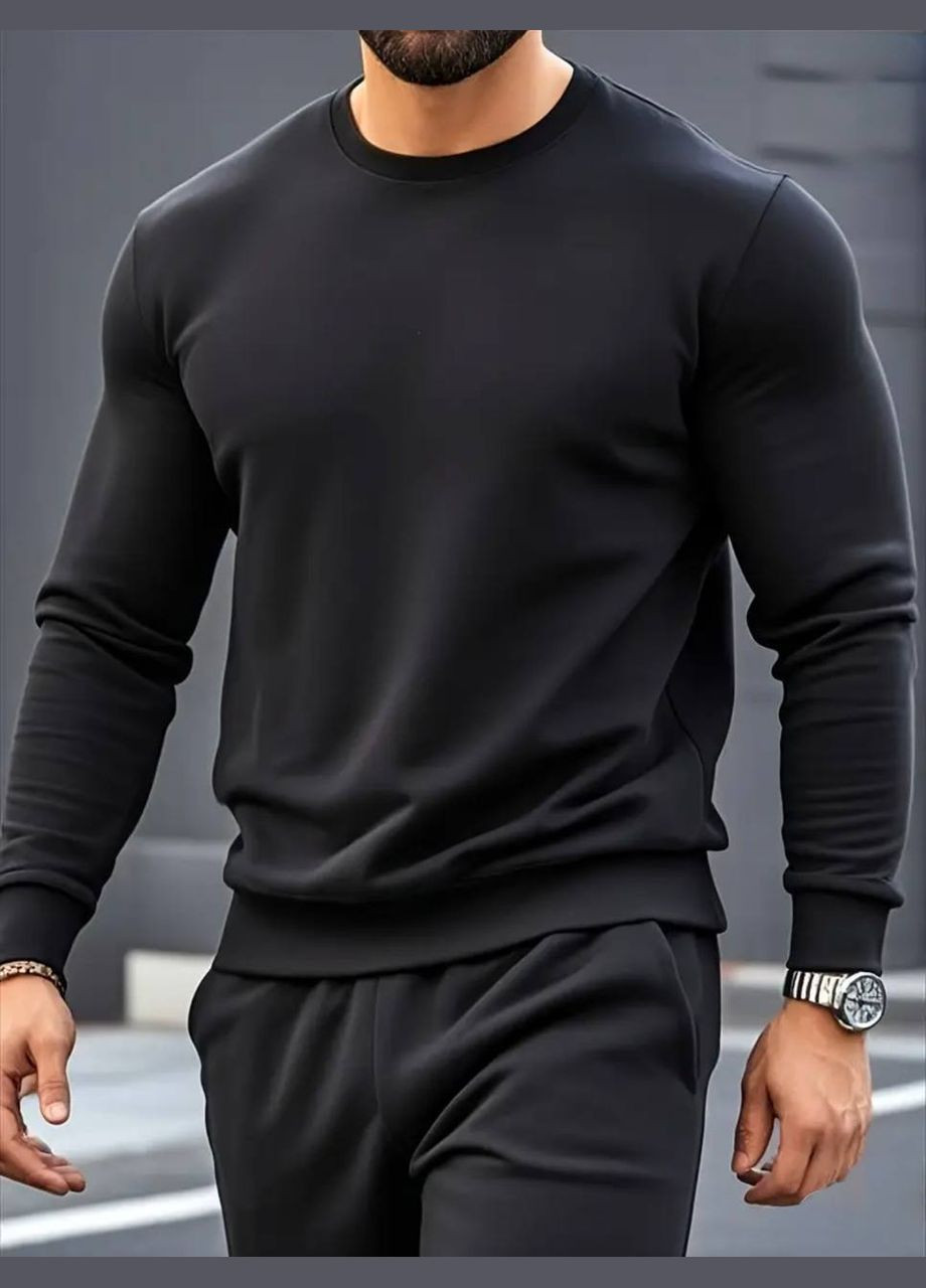 Чорний демісезонний костюм двонитка стильний якісний No Brand