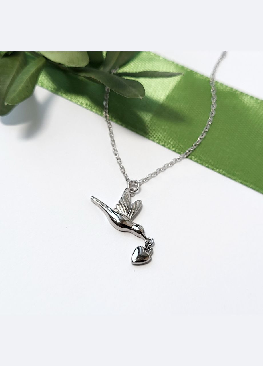Серебряная цепочка колье с подвеской Птичка на цепочке серебро 925 пробы Родированное кл2/3000ш до см No Brand (306854623)
