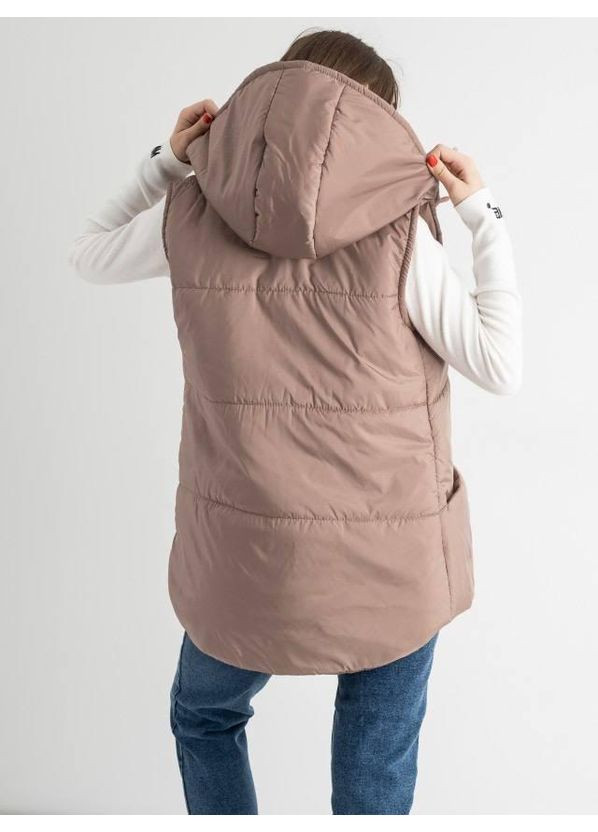 Бежевая жилет женский длинный безрукавка на молнии 46 беж No Brand