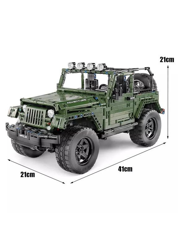 Конструктор Jeep Wrangler 4x4 Technic, позашляховик, механічна КПП 5-ступенева, повний привід, деталізована модель Mould King (372600544)