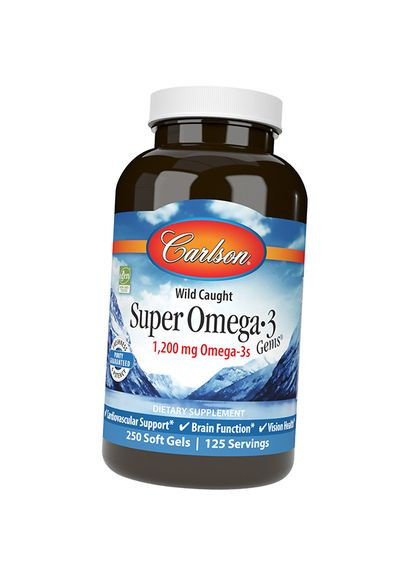 Норвежское рыбное масло, Super Omega-3 1200, 250гелкапс (67353019) Carlson Labs (322728799)