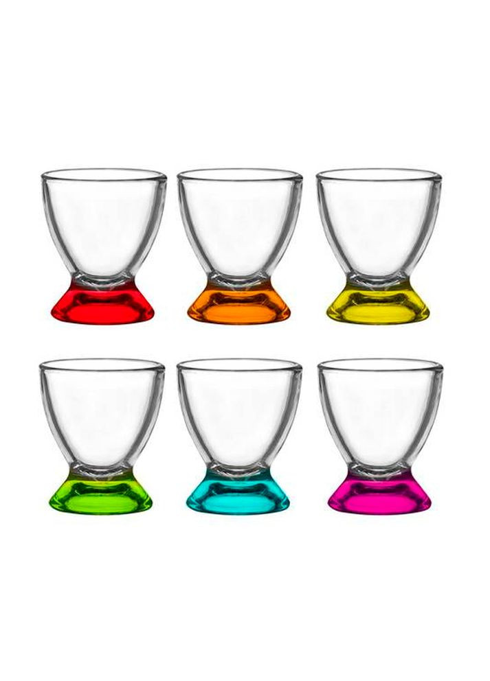Набір стопок/пашотниць з кольоровим дном 35 мл скляні 6 шт 7147 No Brand (277964759)