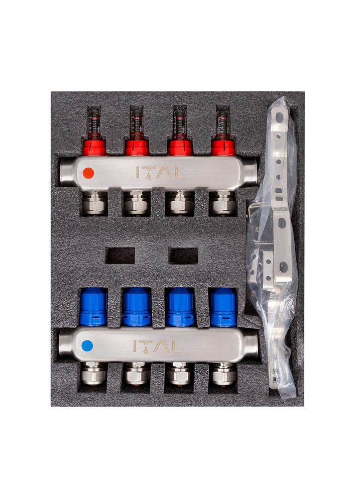 Колекторний блок із витратомірами HC1-04 x 3/4"Ek, нержавіюча сталь ITAL (316088929)