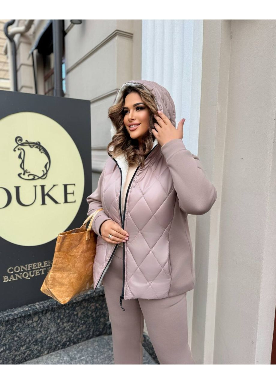 Теплый женский костюм из комбинированной ткани на меху. No Brand (362588378)