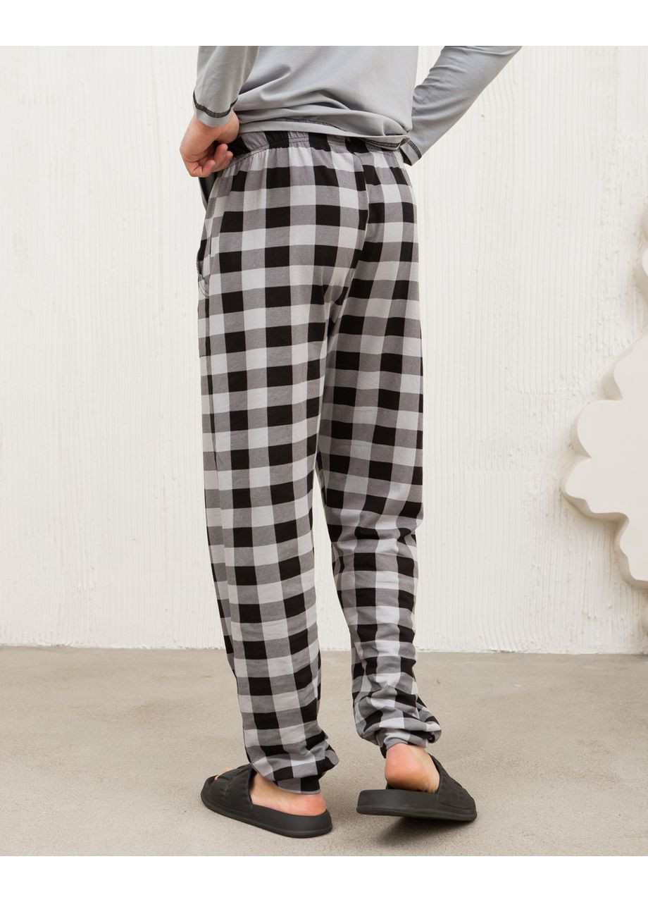 Мужская пижама серая клетка - Позитив - Family look 93487 Tom John (371135784)